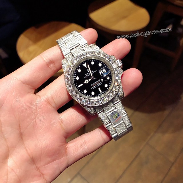 勞力士複刻手錶 116610 RolexSubmariner白金滿鑽系列機械男表 勞力士滿鑽系列男士腕表  gjs1715